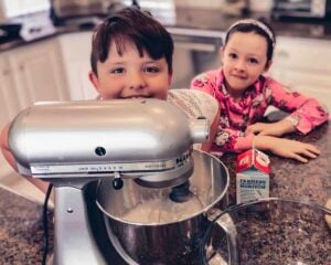 Cora & Levi in the kitchen