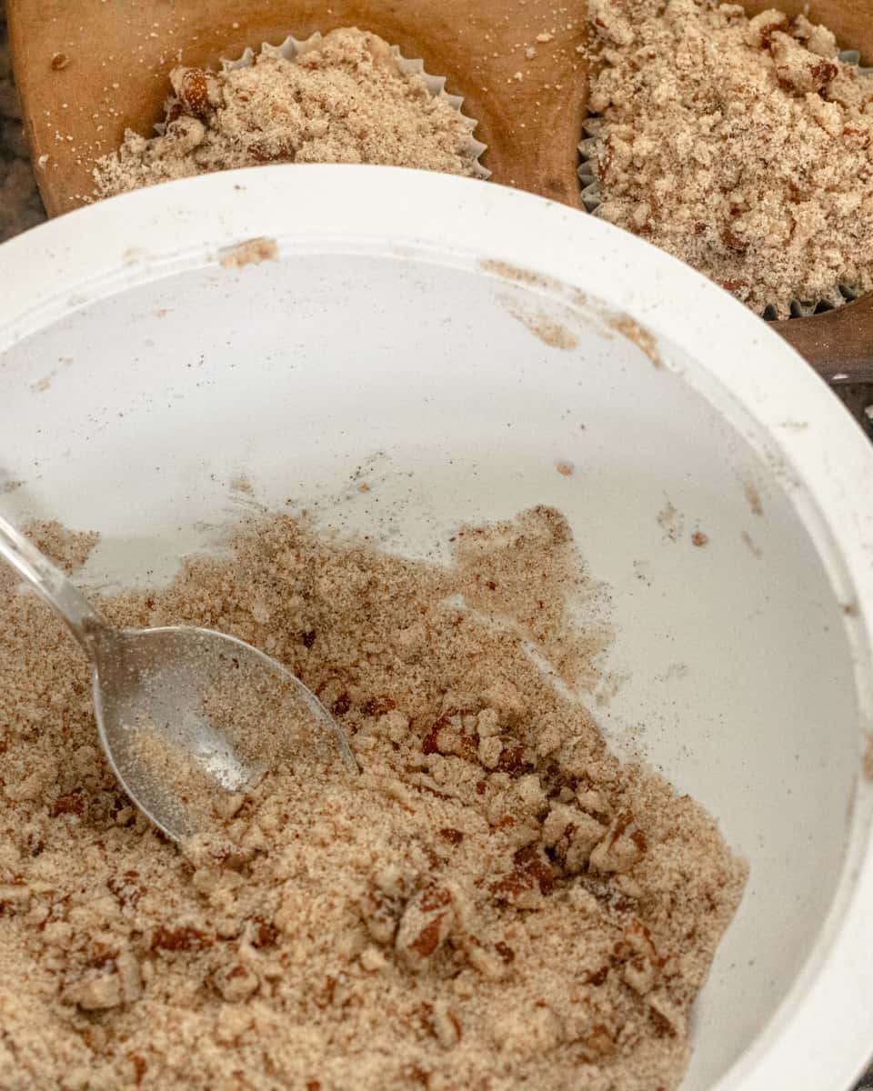 Streusel topping in a bowl