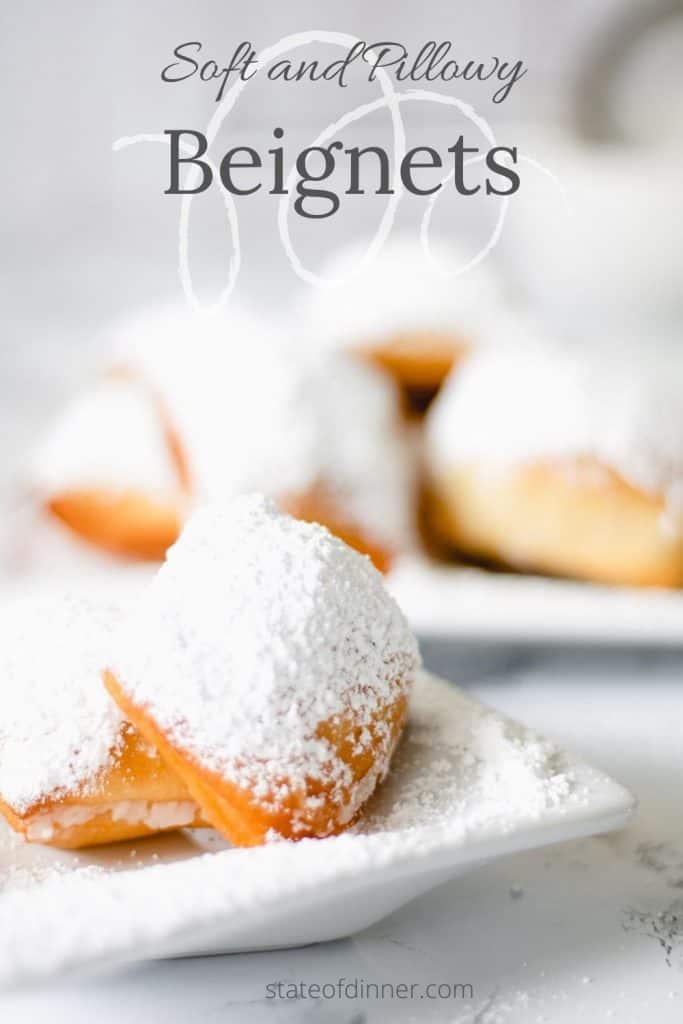 Pinterest pin: Soft and fluffy beignets