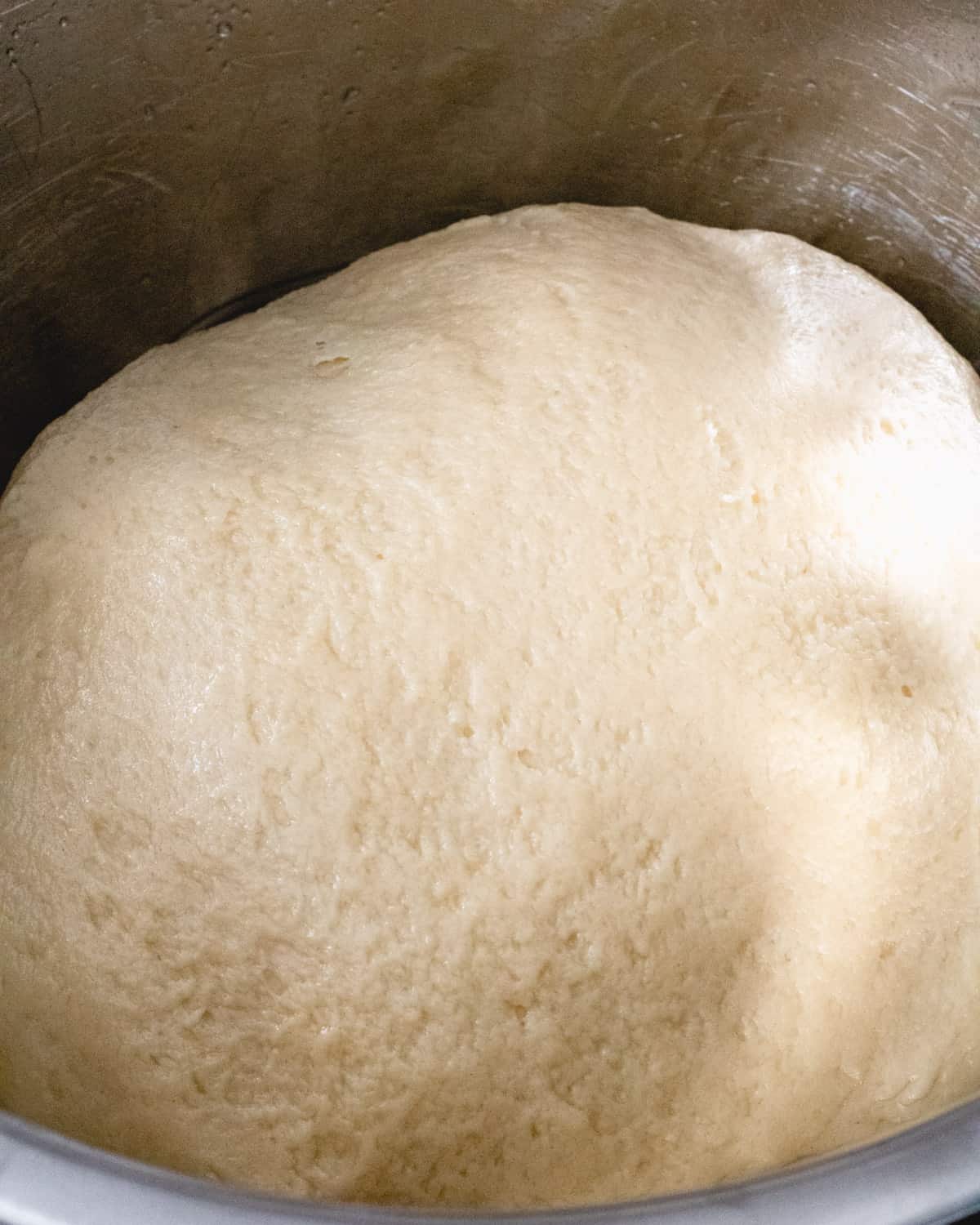 Soft dough that is ready to rise.