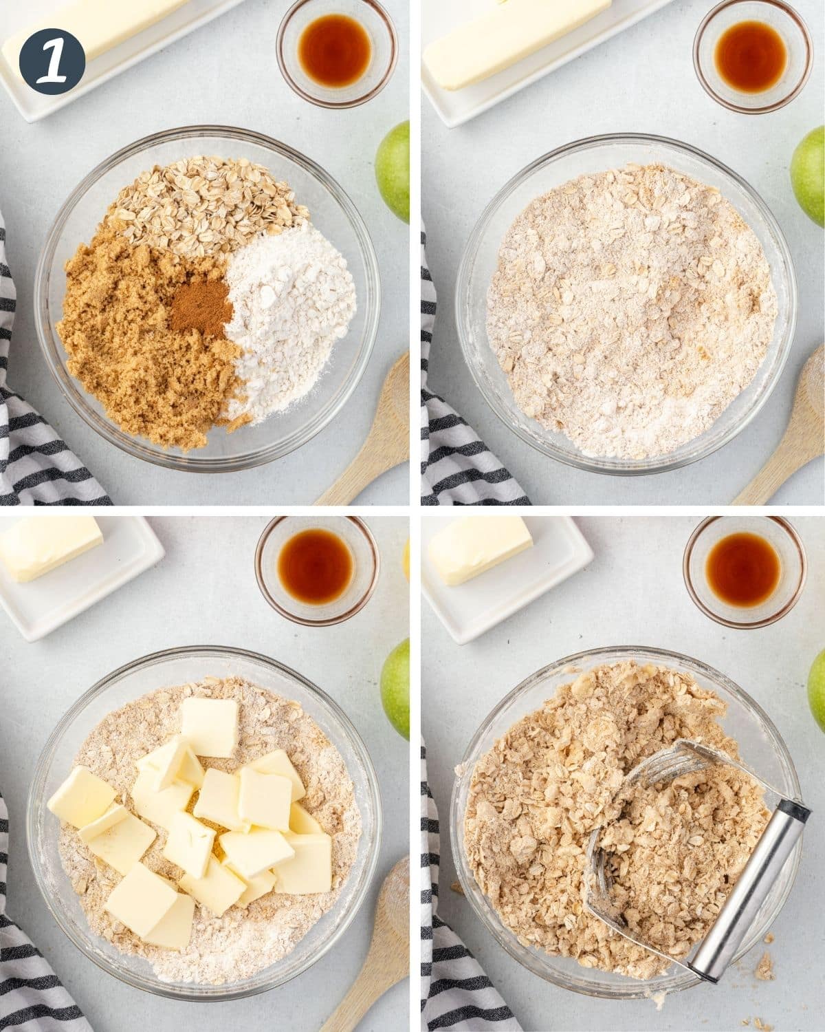 4 steps to making streusel topping.