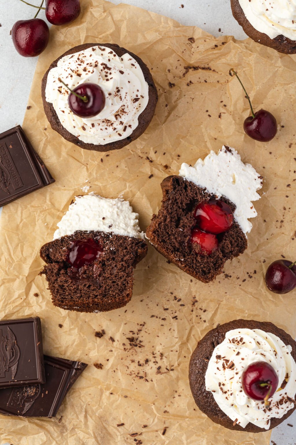 Easy Black Forest Cupcakes Using Cake Mix