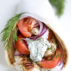 Side view of chicken gyros.