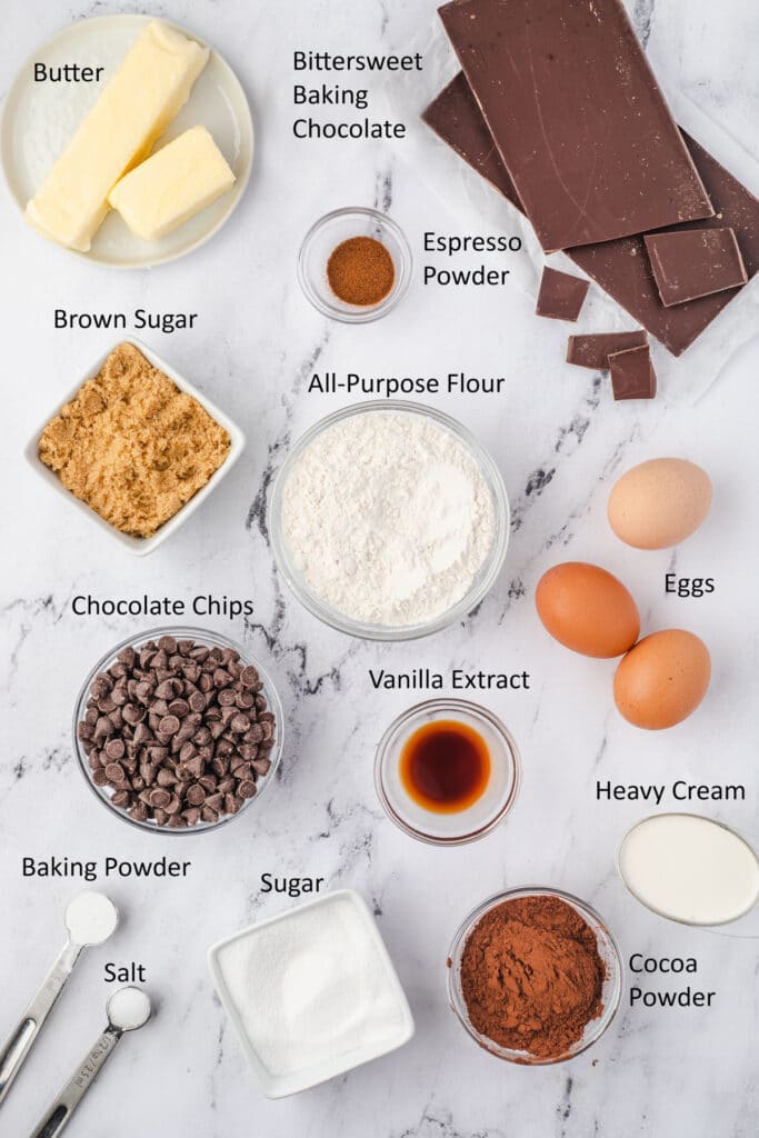 Overhead image of labeled ingredients.
