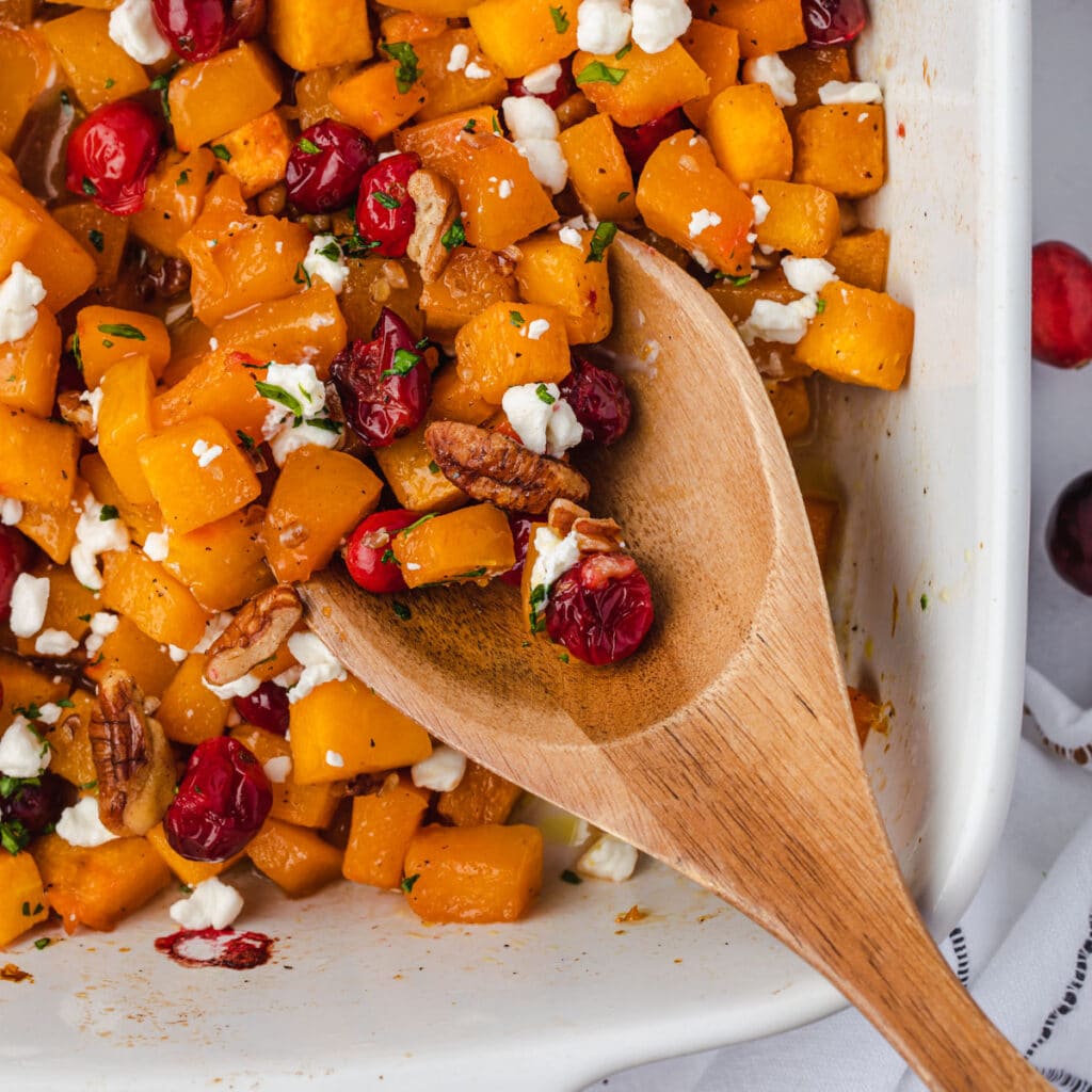 Maple Roasted Butternut Squash with Cranberries State of Dinner