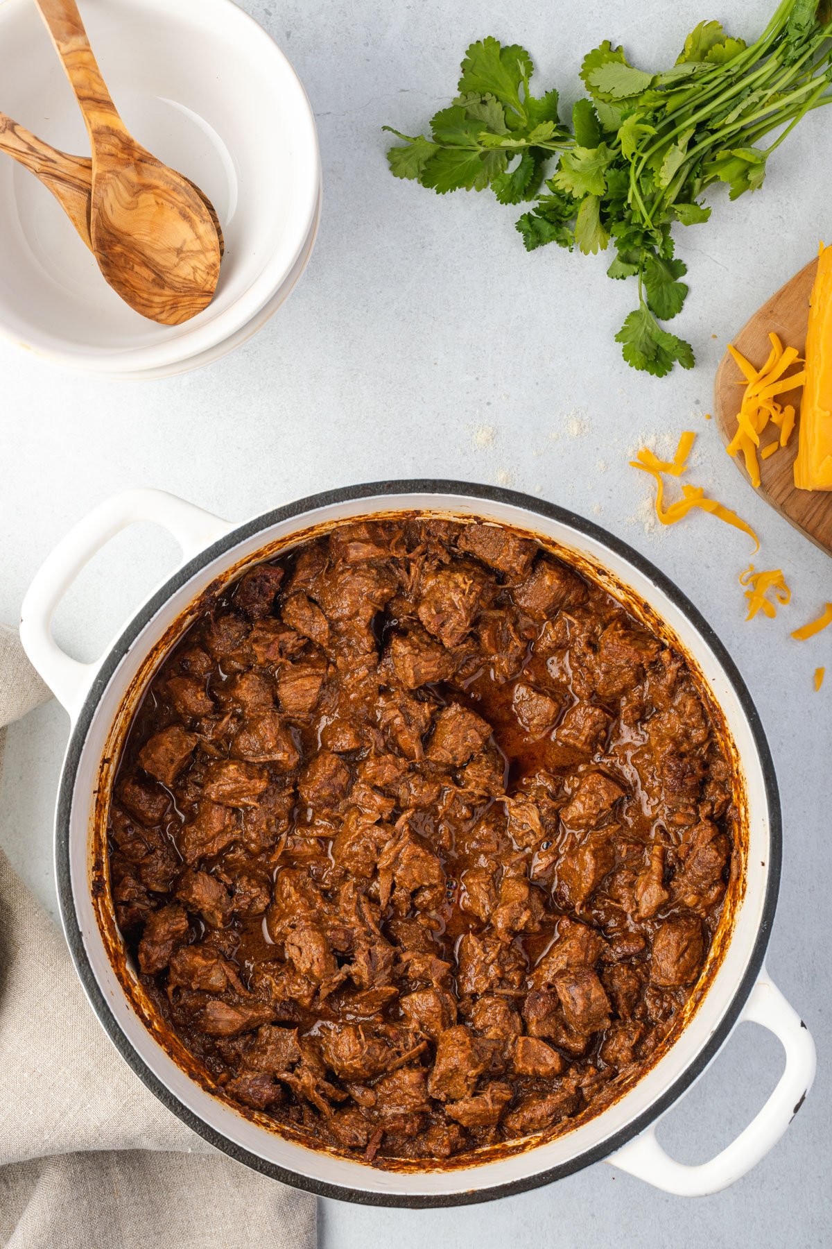 Dutch oven with Texas no bean chili.