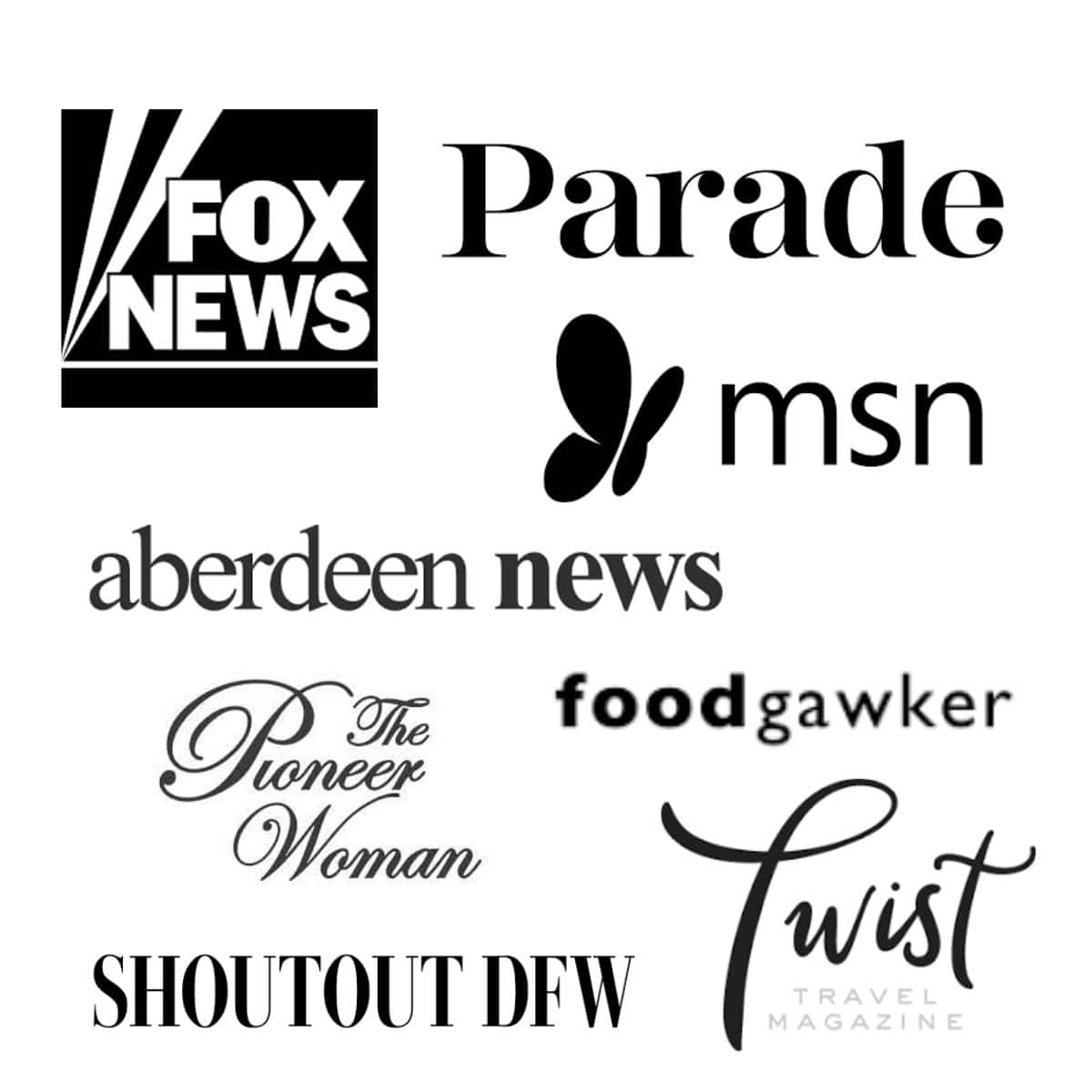 Logos of the various publications where State of Dinner has been featured.