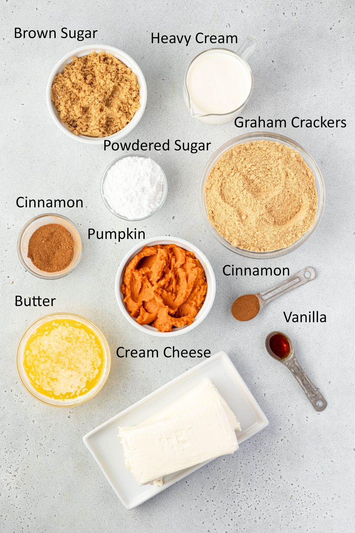 The recipe ingredients each in individual bowls.