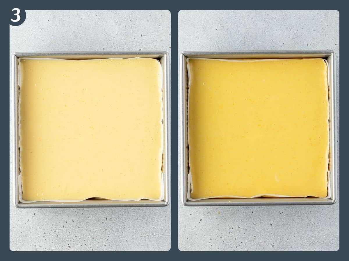 Two images showing before and after the bars are baked.