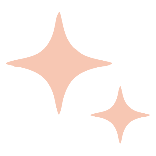 Two peach-colored sparkle shapes on a light gray background.