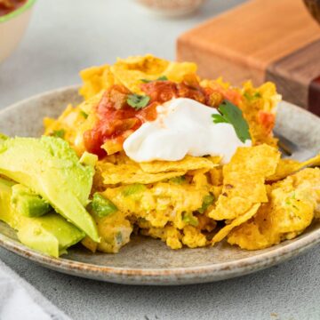 A close up shot of migas casserole.