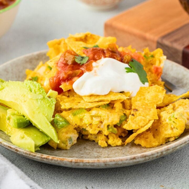 A close up shot of migas casserole.