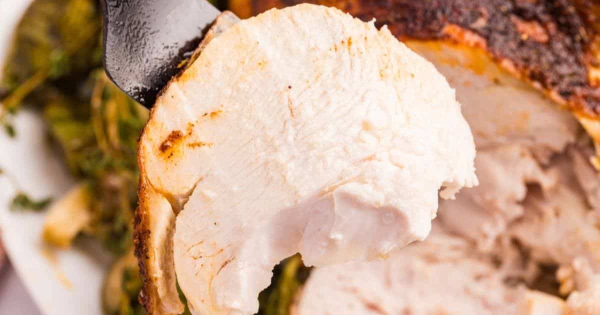 A close up shot of turkey breast.