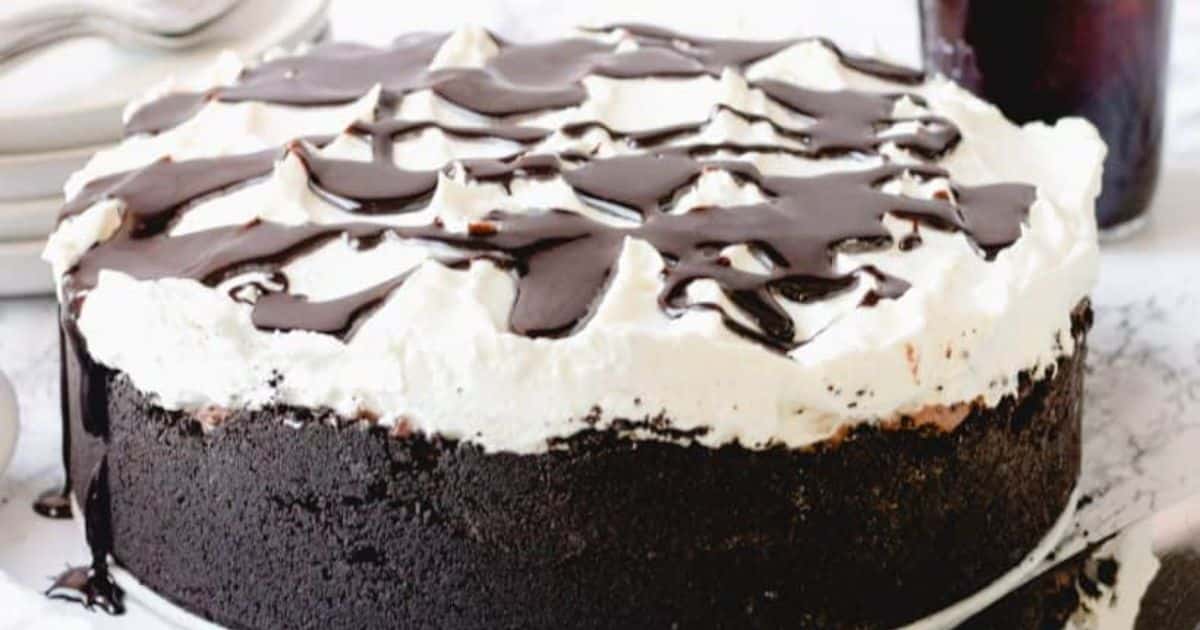 A close up shot of Mississippi mud pie.