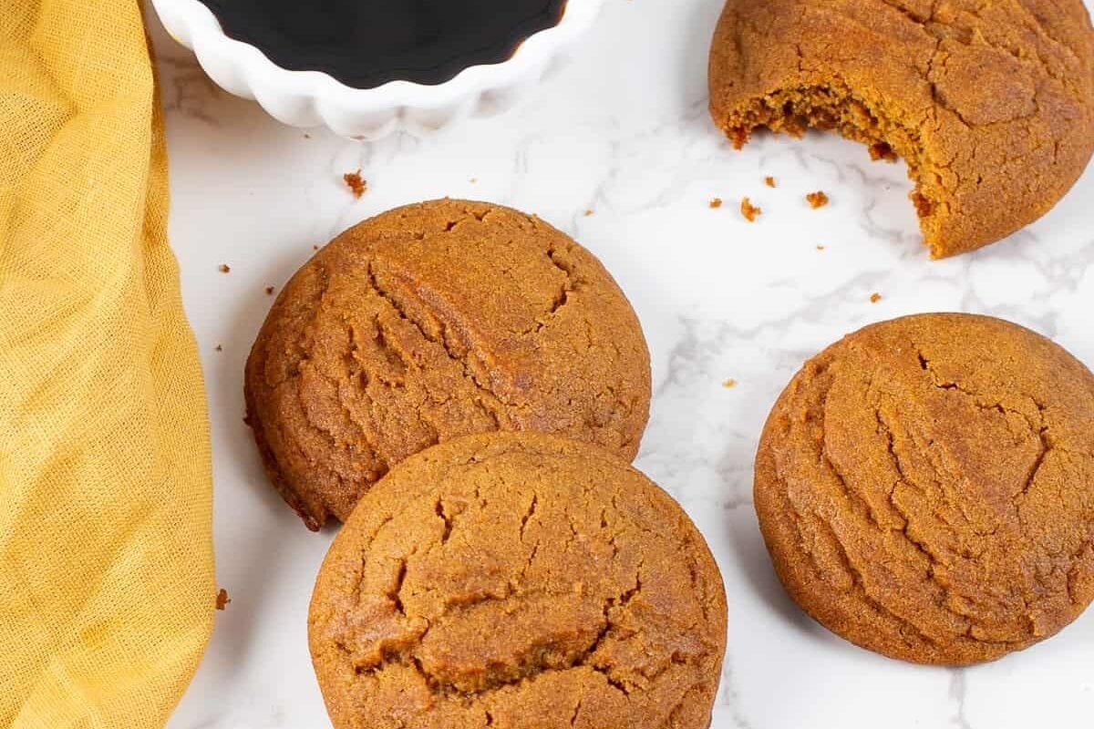 Close up shot of molasses cookies.