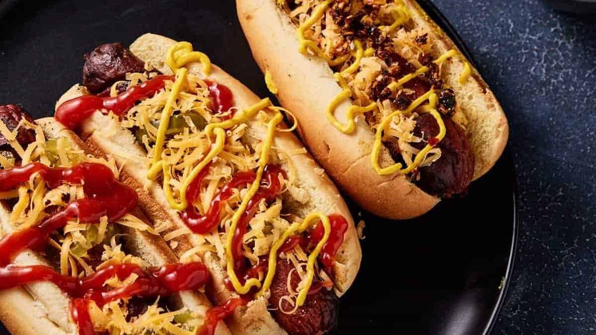 A close up shot of spiral hot dogs.