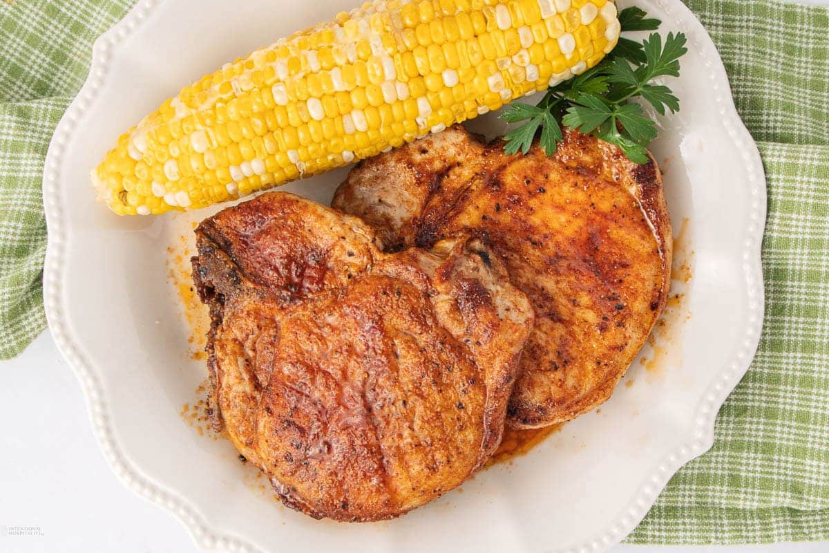 A close up shot of pork chops.