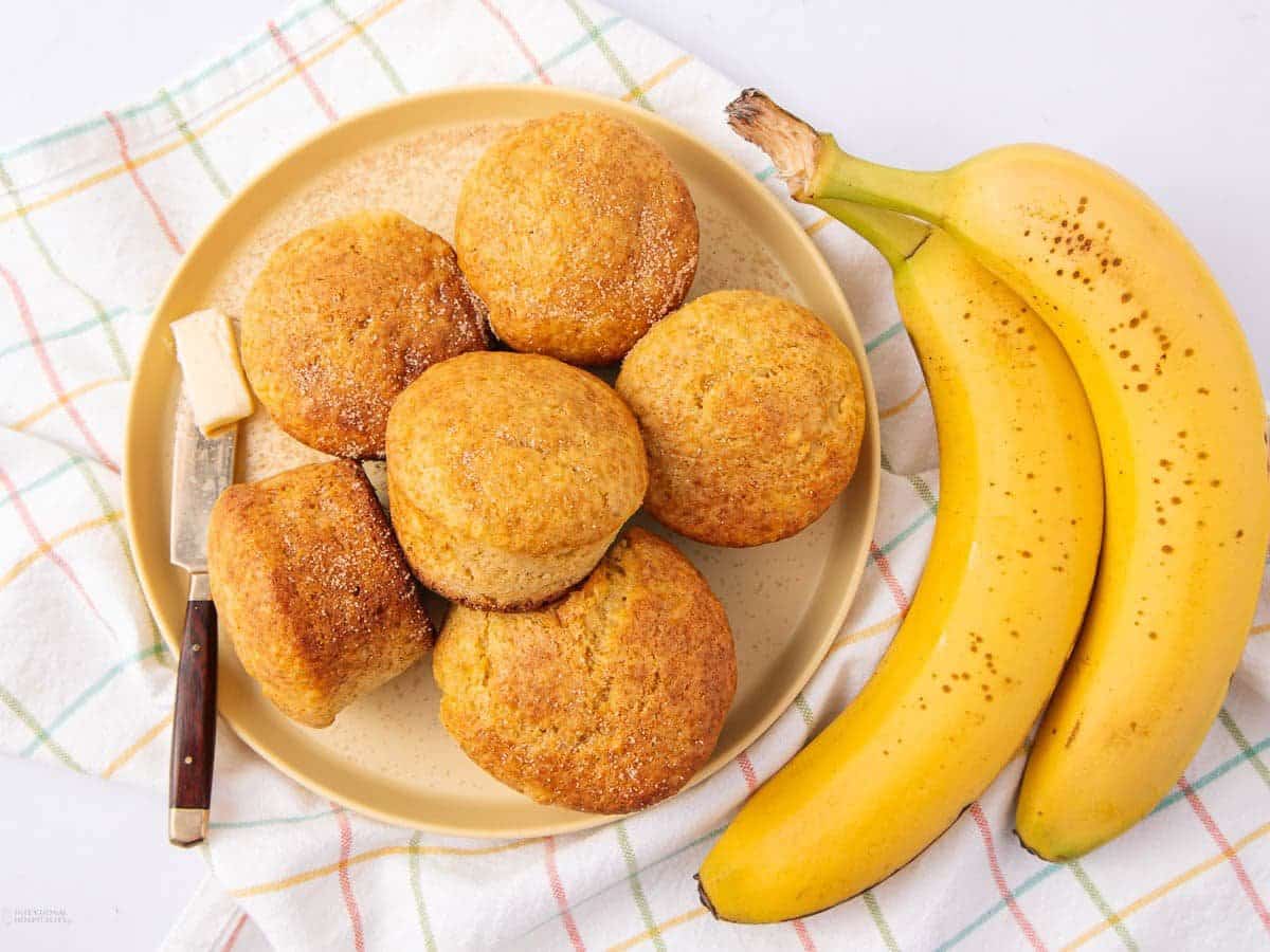 A close up shot of banana muffins.
