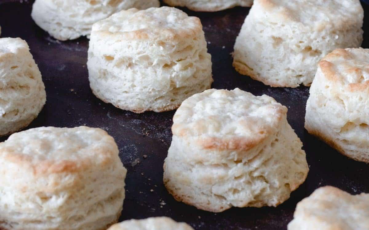A close up shot of biscuits.