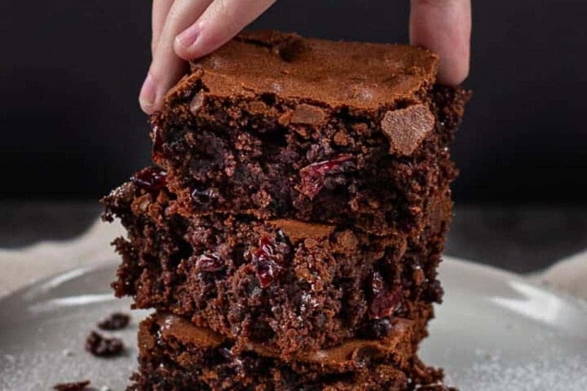A close up shot of brownies.
