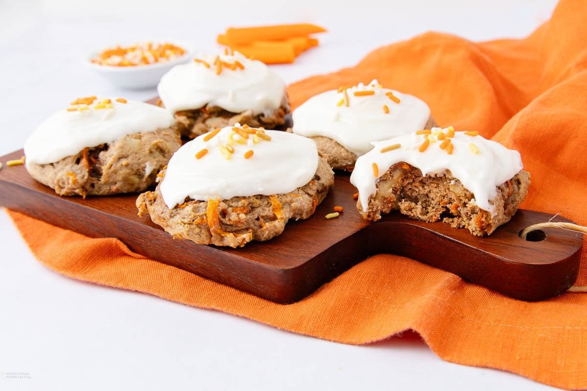 A close up shot of carrot cake cookies.