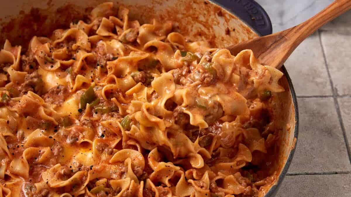 A close up shot of pasta.