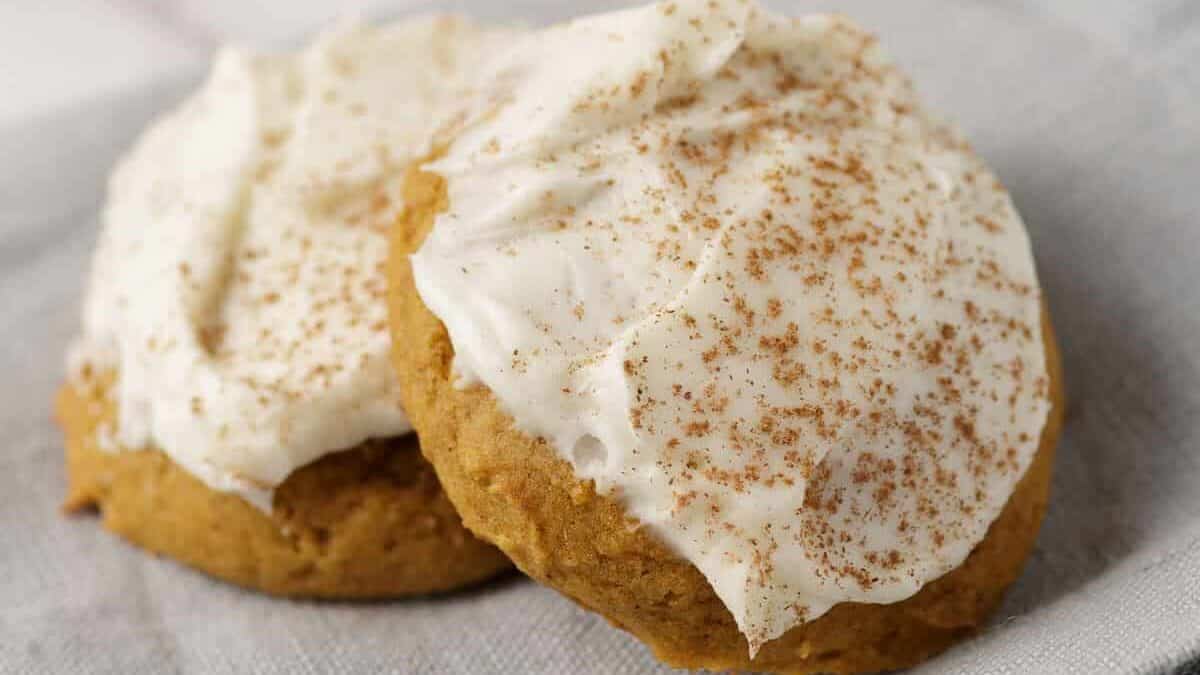 A close up shot of pumpkin cookies.