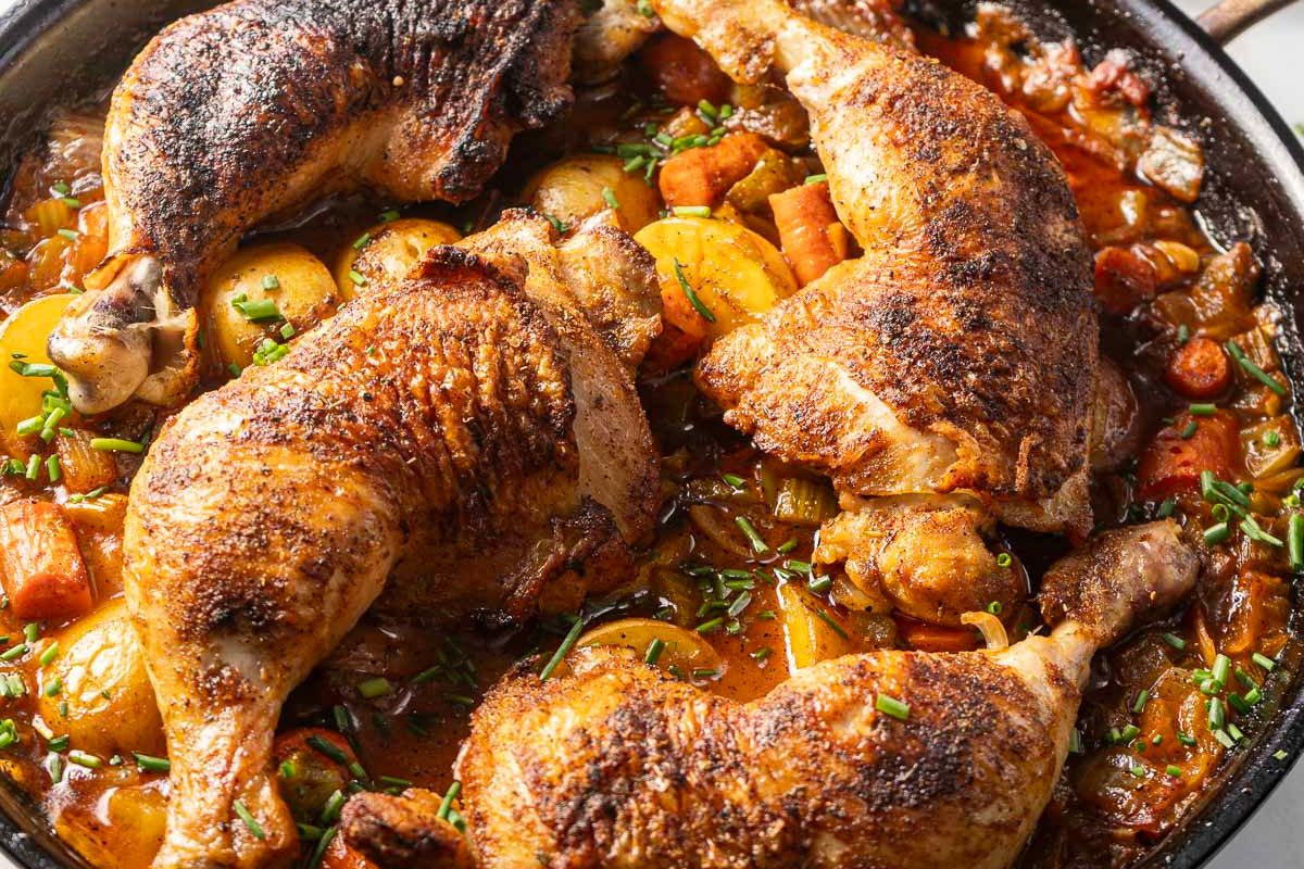 A close up shot of Cajun Chicken Stew.