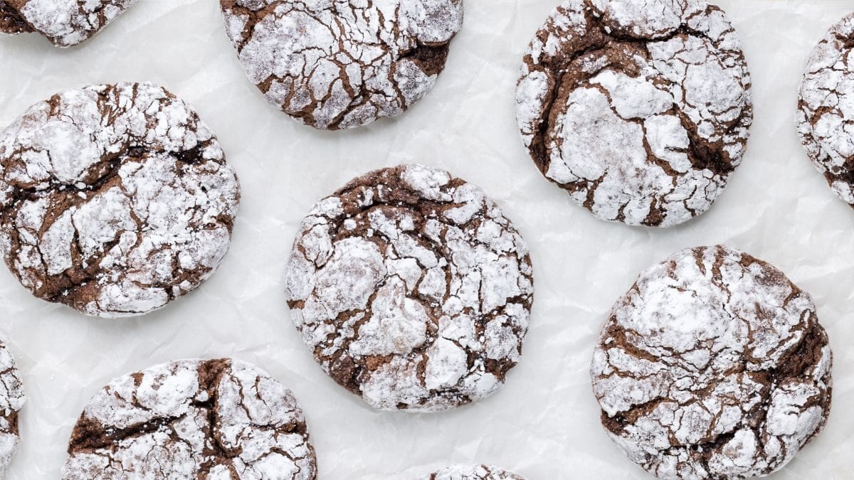 A close up shot of Chocolate Cool Whip Cookies.