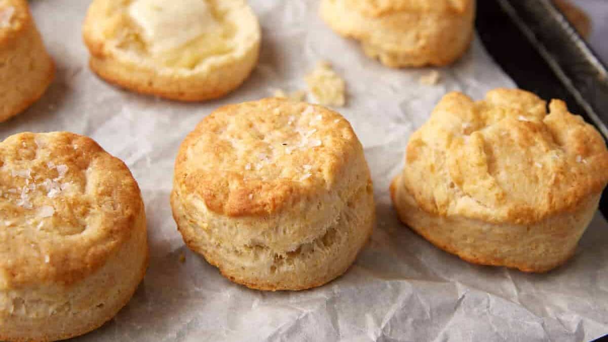 A close up shot of Buttermilk Biscuits.