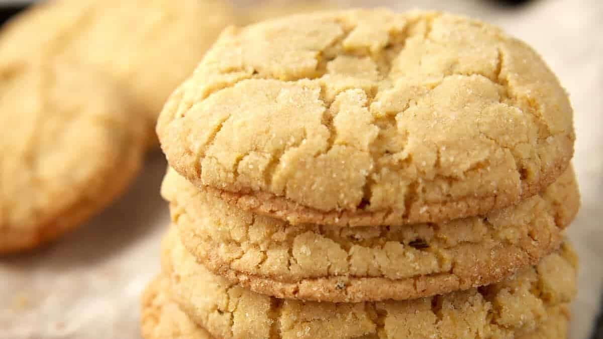 A close up shot of lemon sugar cookies.