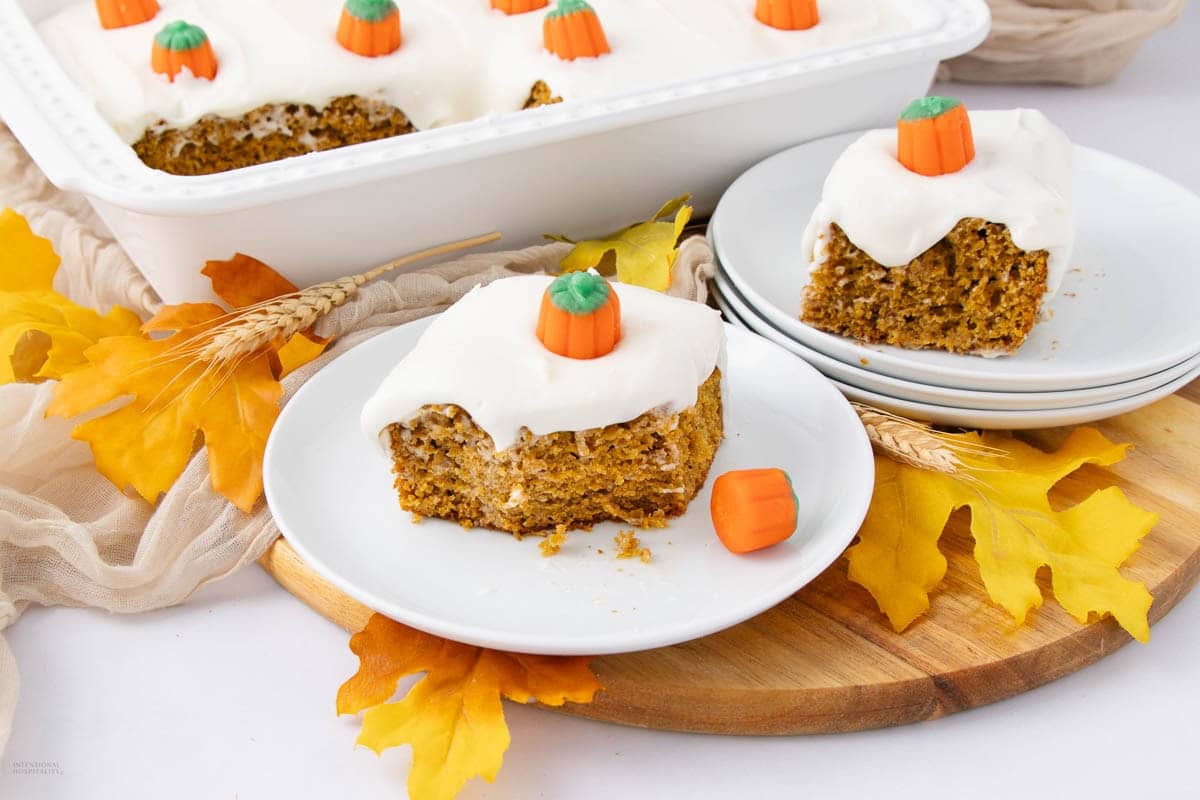 A close up shot of pumpkin spice cake.