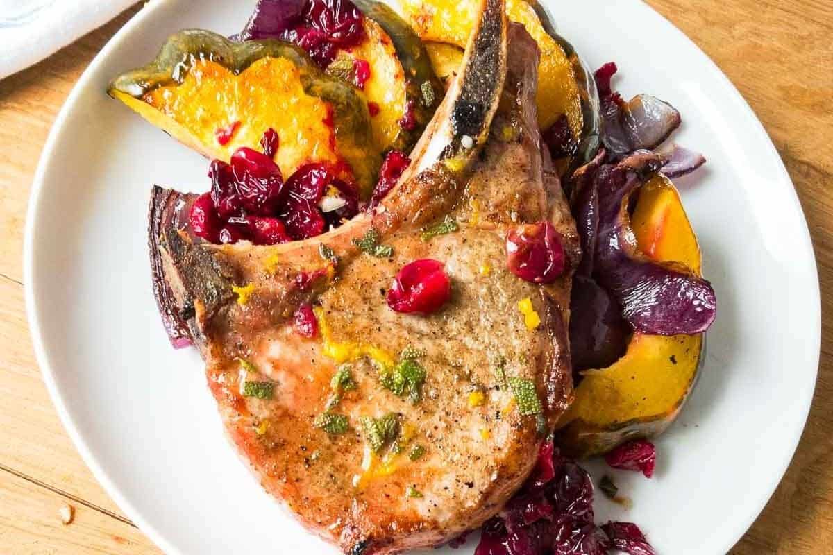 A close up shot of pork chops.