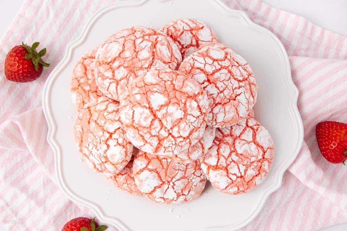 A close up shot of strawberry cake mix.