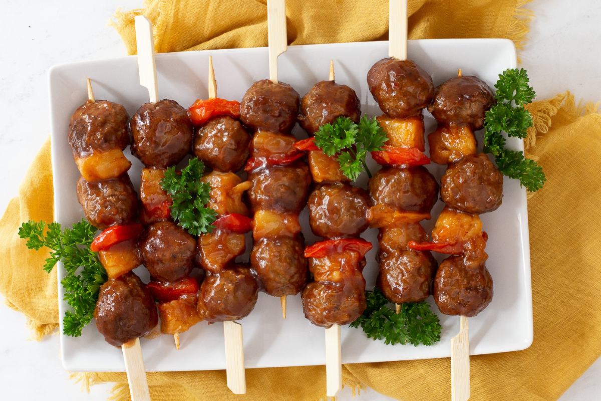 Close up shot of meatballs.